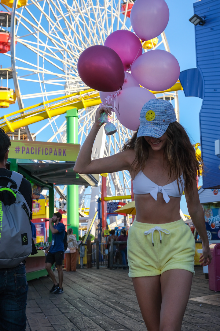 The Kauai French Terry Cabana Shorts with Star - Yellow by Jocelyn