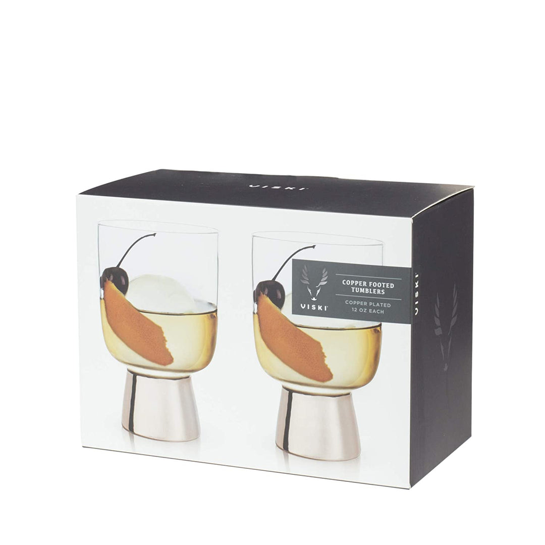 Set of 2 Raye Copper Footed Cocktail Tumblers in Gift Box | Gift for Her by The Bullish Store