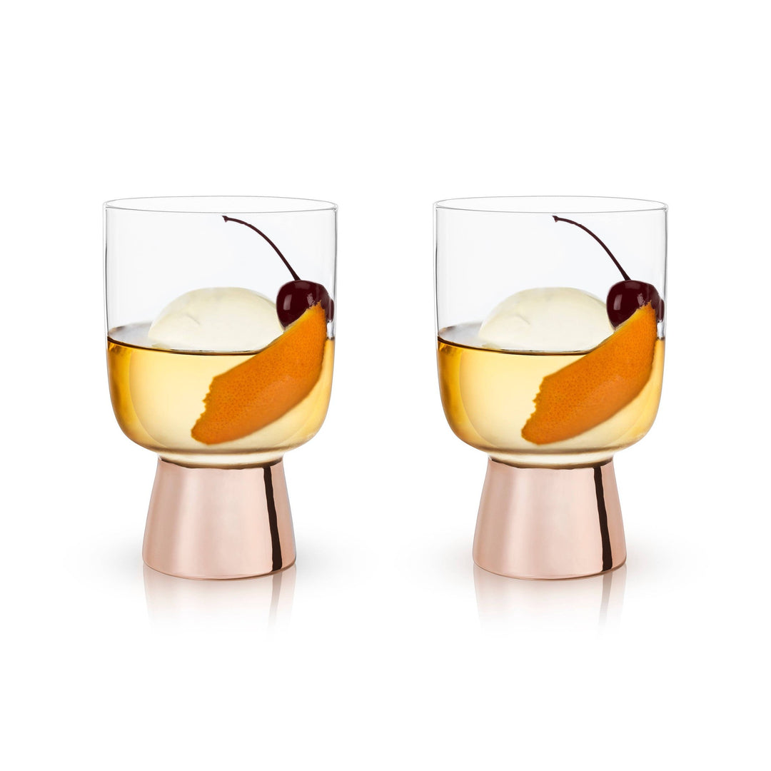 Set of 2 Raye Copper Footed Cocktail Tumblers in Gift Box | Gift for Her by The Bullish Store