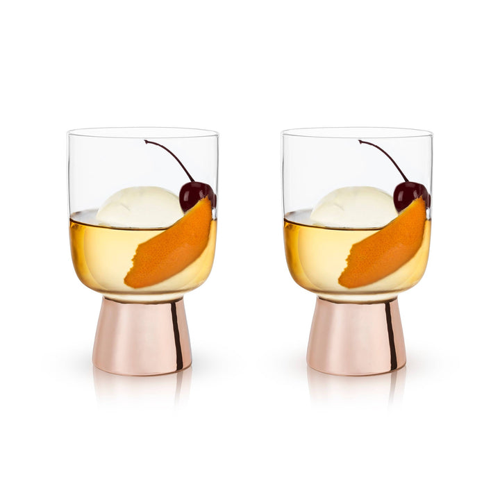 Set of 2 Raye Copper Footed Cocktail Tumblers in Gift Box | Gift for Her by The Bullish Store