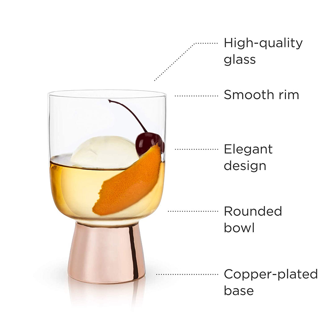 Set of 2 Raye Copper Footed Cocktail Tumblers in Gift Box | Gift for Her by The Bullish Store