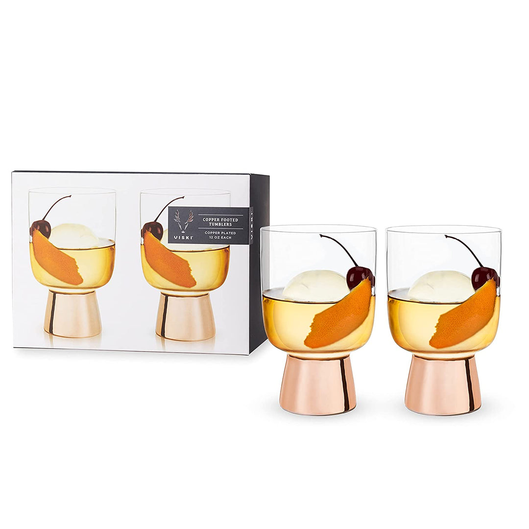 Set of 2 Raye Copper Footed Cocktail Tumblers in Gift Box | Gift for Her by The Bullish Store