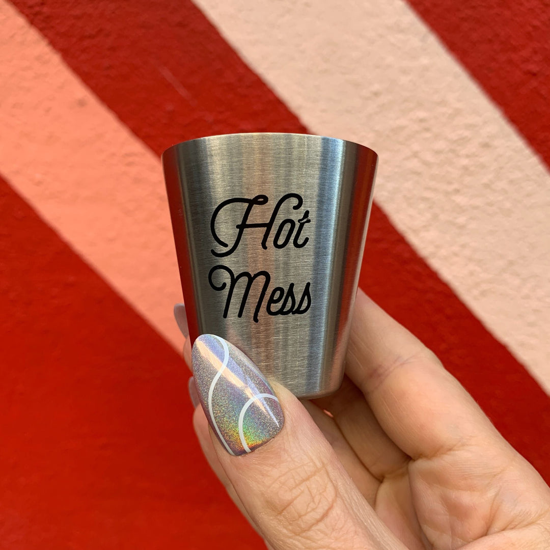 Set of 4 Personality Stainless Steel Shot Cups | Set of 4 Shot Glasses in Gift Bag by The Bullish Store