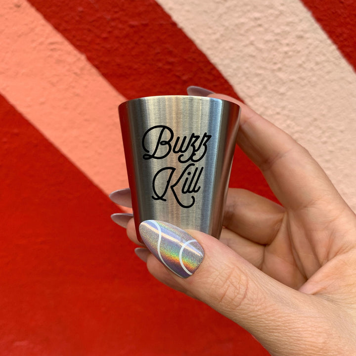 Set of 4 Personality Stainless Steel Shot Cups | Set of 4 Shot Glasses in Gift Bag by The Bullish Store