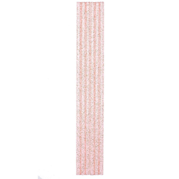 Set of 6 Pink Glitter Reusable Straws | BPA-Free Acrylic | 11" Extra Long Elegant Straws by The Bullish Store