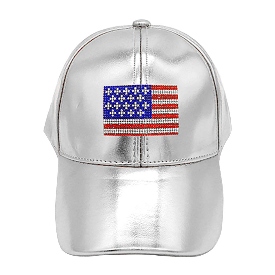 Bling American USA Flag Baseball Cap by Madeline Love