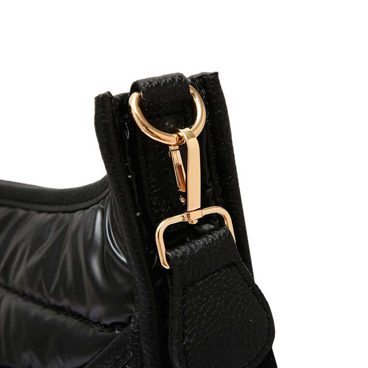 Solid Quilted Shiny Puffer Crossbody Bag