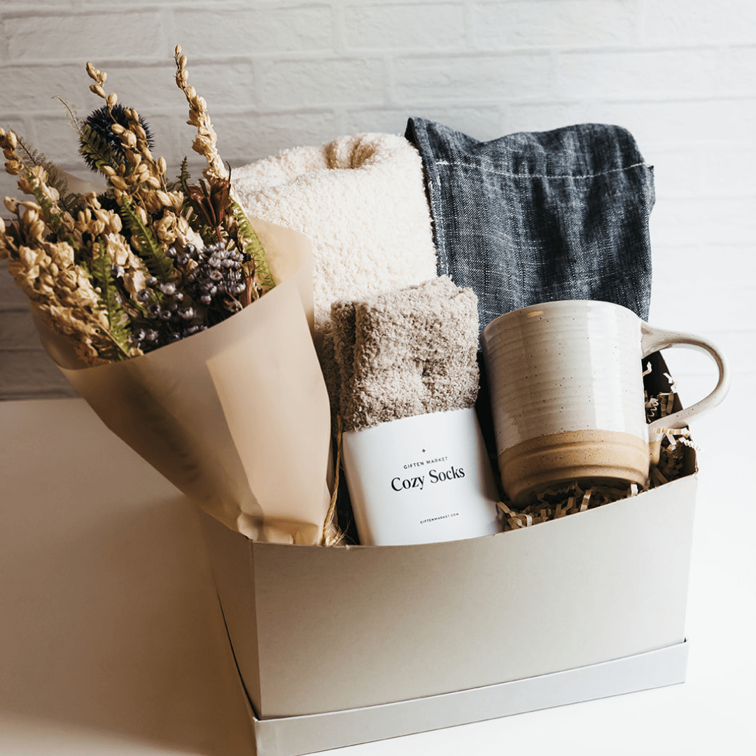 Comfort & Care Gift Box - Cream + Blue by Giften Market