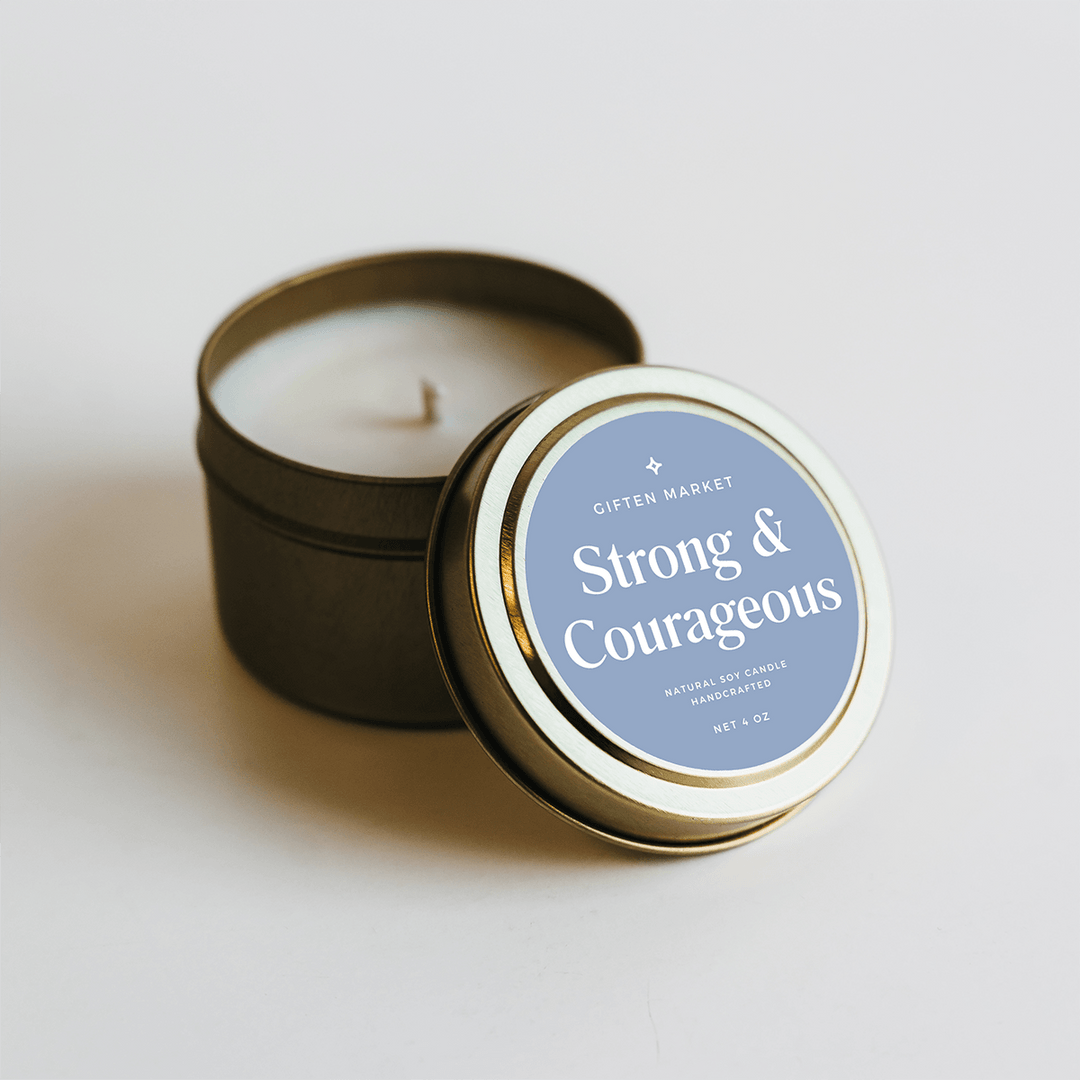 Strong & Courageous Gold Travel Candle by Giften Market