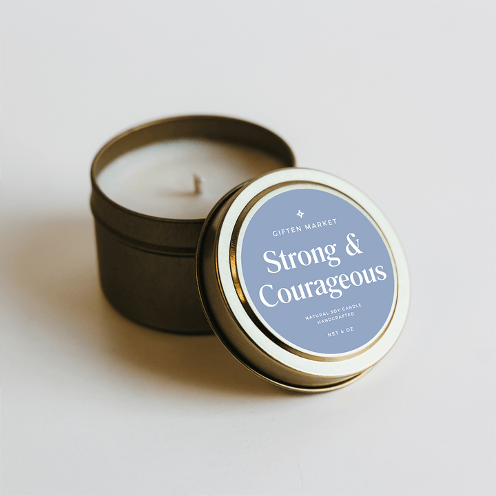 Strong & Courageous Gold Travel Candle by Giften Market