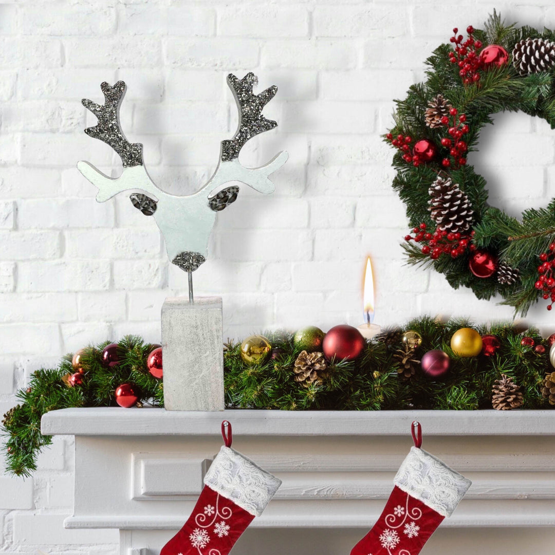 Oh Deer! Beaded Christmas | Winter Table Decor in Silver by Trunkin