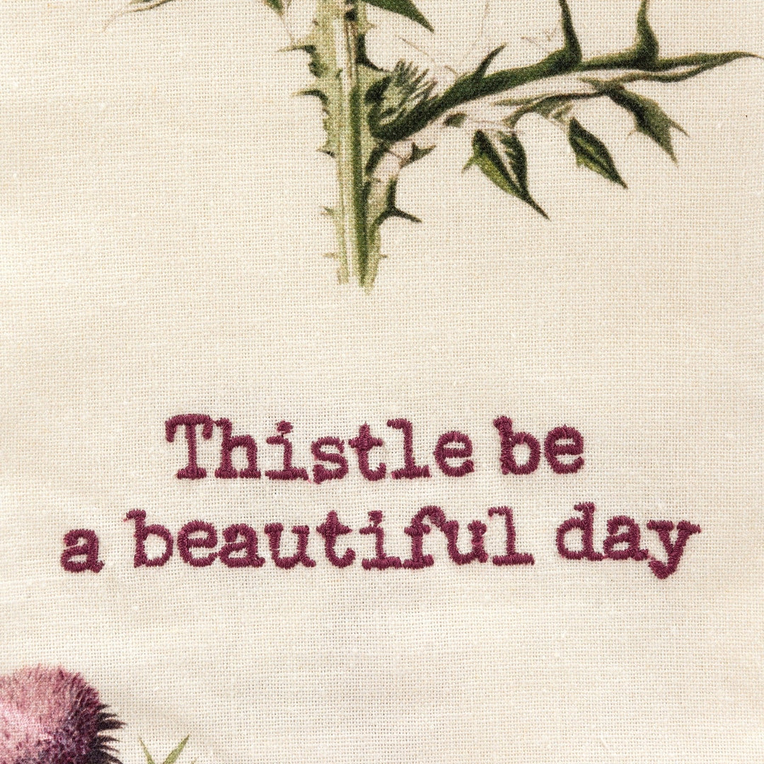 Thistle Be A Beautiful Day Punny Dish Cloth Towel | Cotten Linen Novelty Tea Towel | Cute Kitchen Hand Towel | 18" x 28" by The Bullish Store