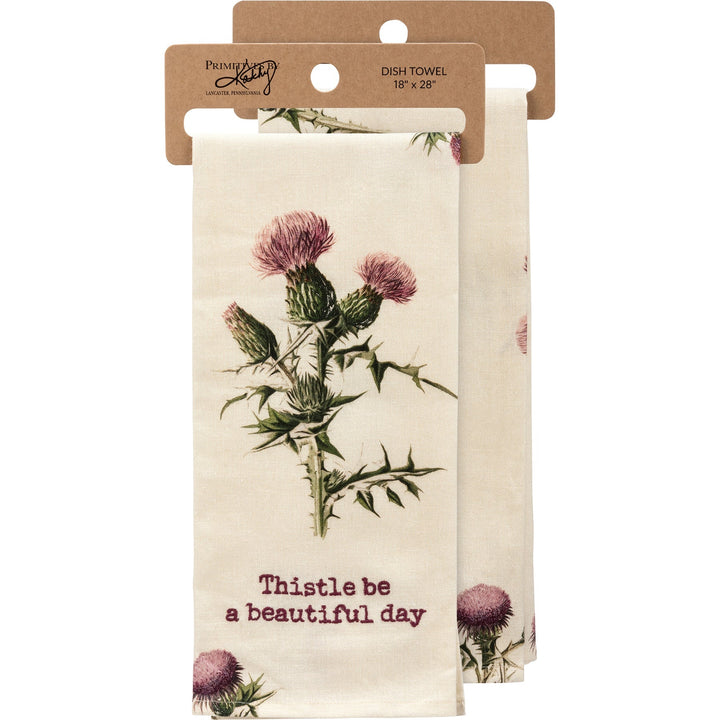 Thistle Be A Beautiful Day Punny Dish Cloth Towel | Cotten Linen Novelty Tea Towel | Cute Kitchen Hand Towel | 18" x 28" by The Bullish Store