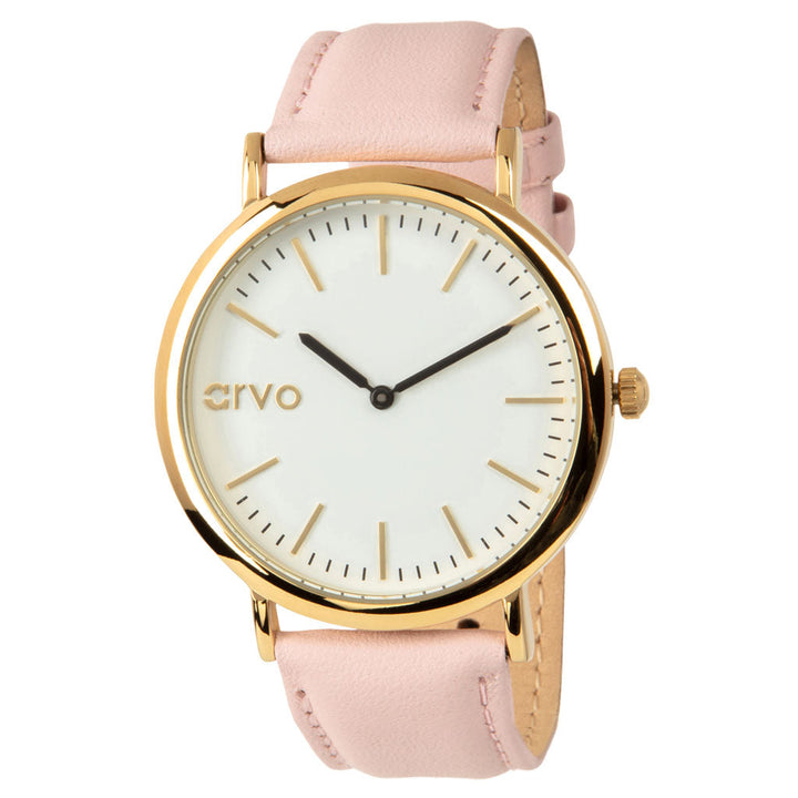 Arvo White Time Sawyer Watch - Gold - Pink Leather by Arvo