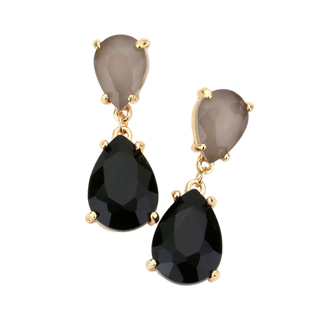 Double Teardrop Link Dangle Evening Earrings by Madeline Love