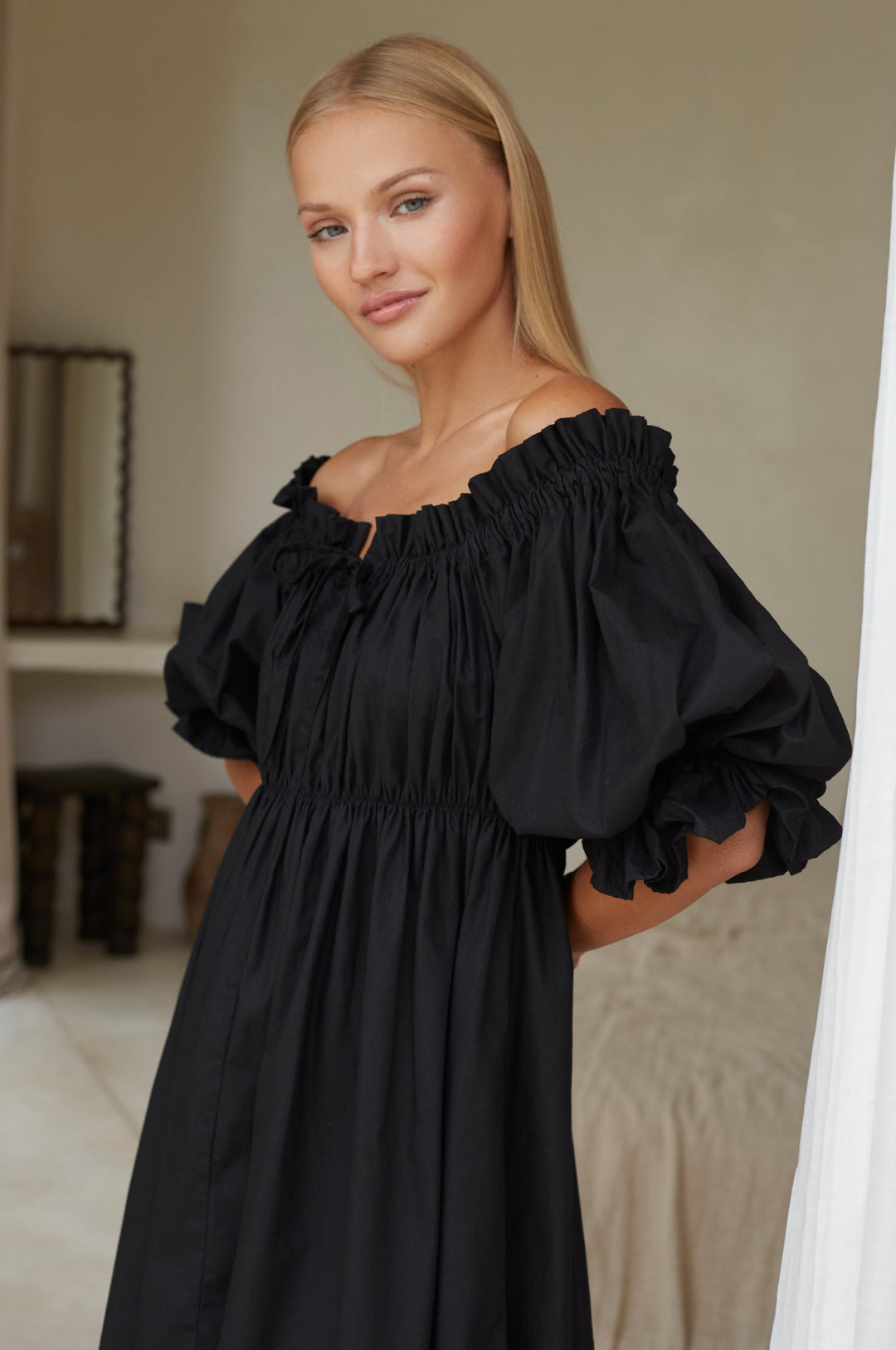 Vacay Off Shoulder Cotton Mini Dress by Bali ELF