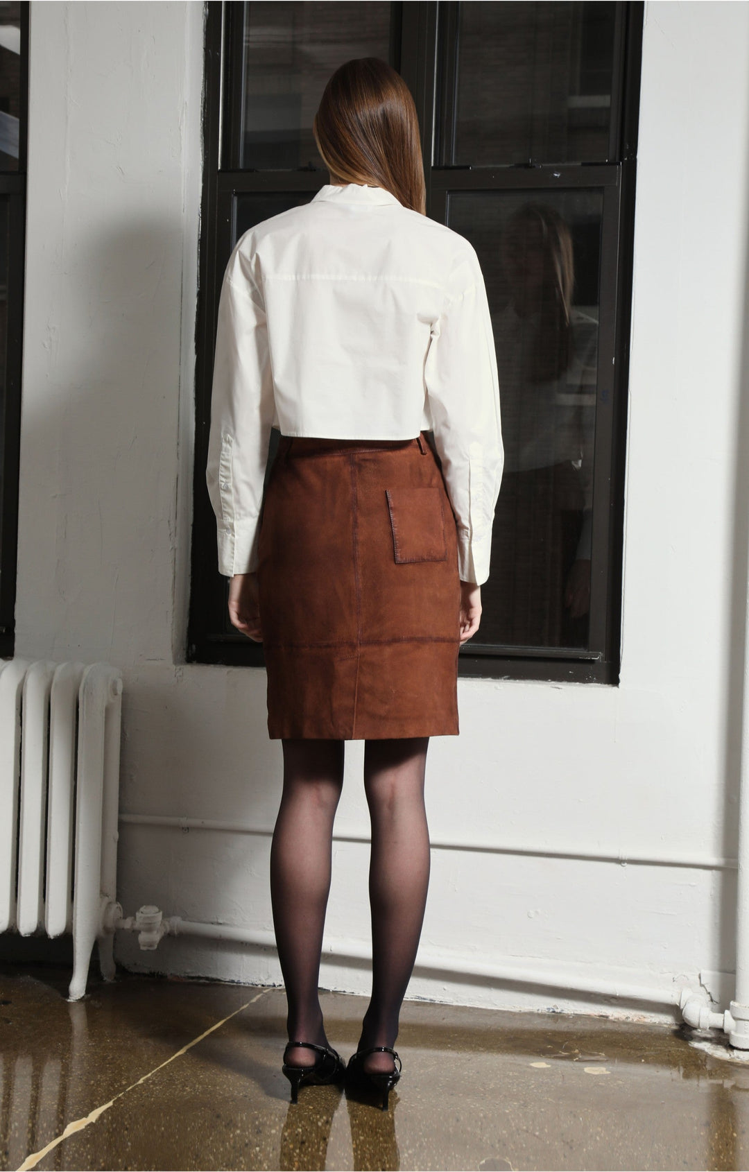 Piper Skirt, Cognac Suede - Leather by Walter Baker