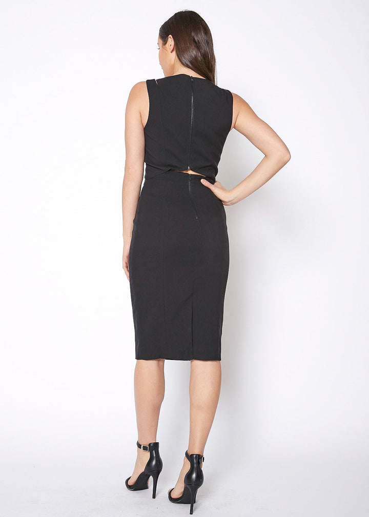 Women's Set Impression Keyhole Front Midi Dress In Black