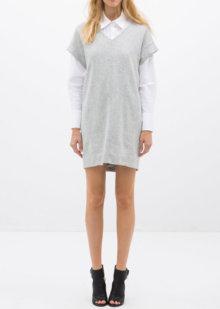 Women's Casual Heather Grey V-Neck Dress by Shop at Konus