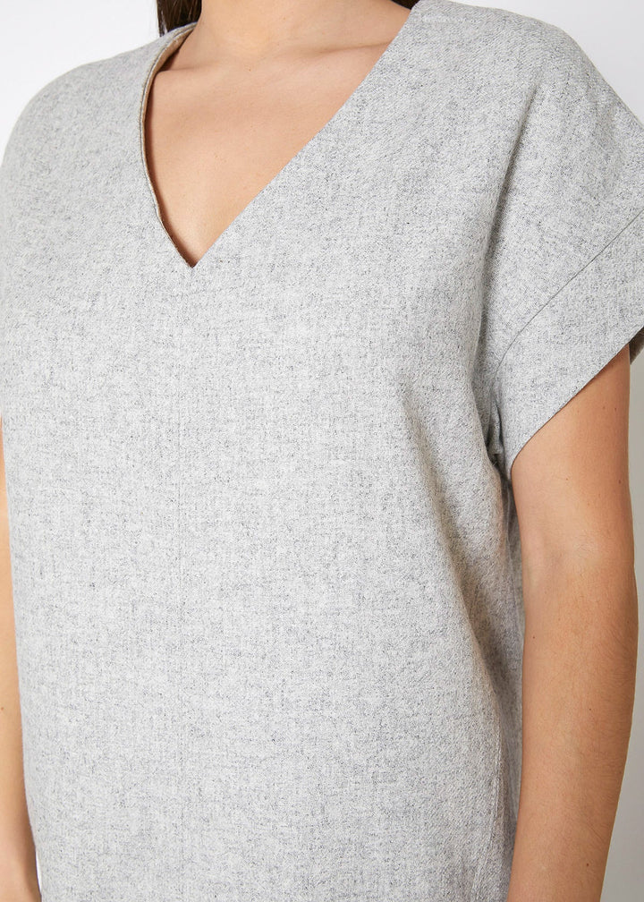 Women's Casual Heather Grey V-Neck Dress by Shop at Konus