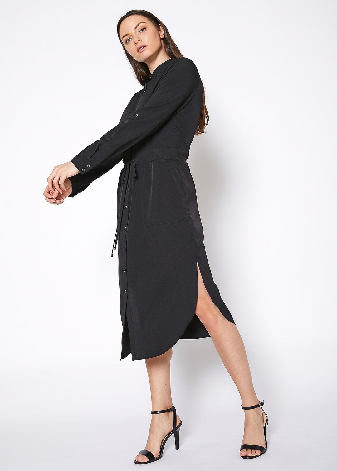 Women's Long Mock Neck Shirt Dress by Shop at Konus