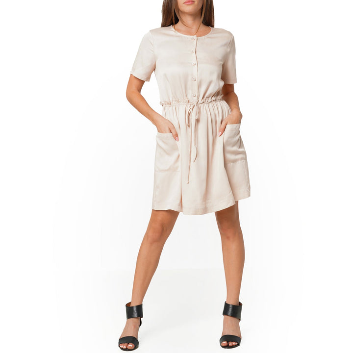 Women's Short Sleeve Utility Dress in Sand by Shop at Konus