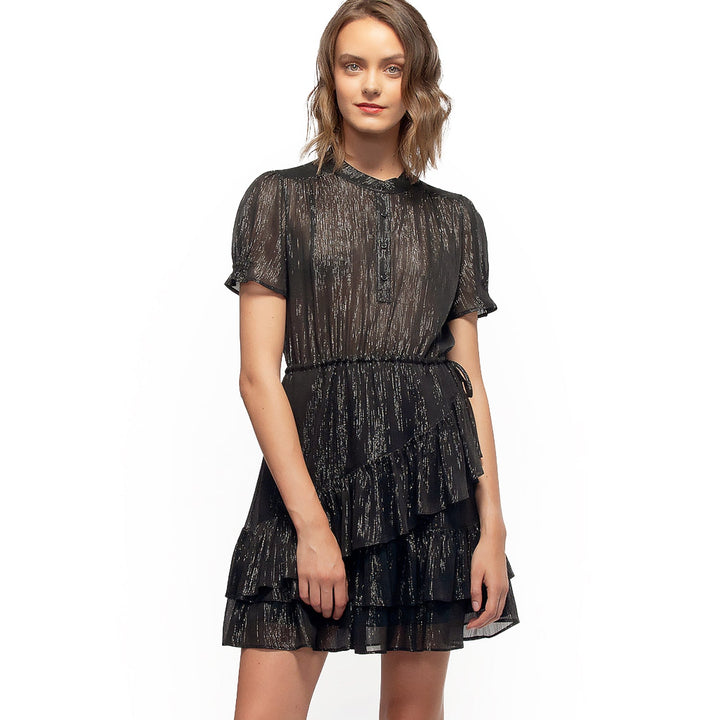 Women's Lurex Yoryu Ruffle Dress In Black