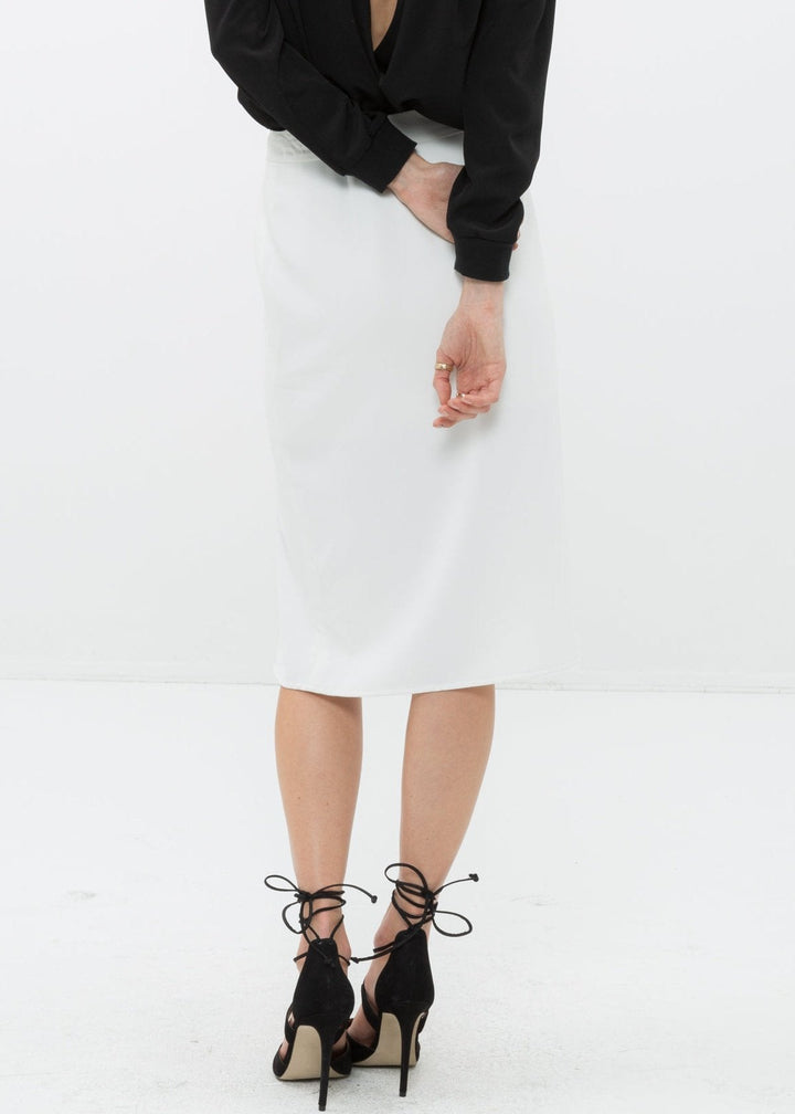 Women's Zip Up Slit Hem Midi Skirt