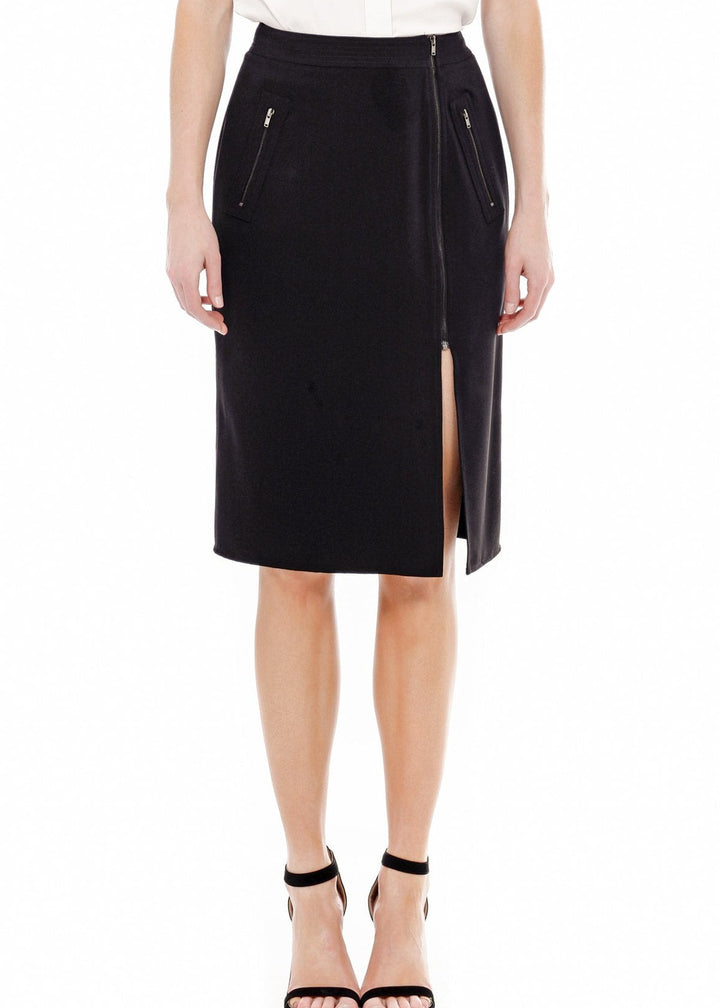 Women's Zip Up Slit Hem Midi Skirt