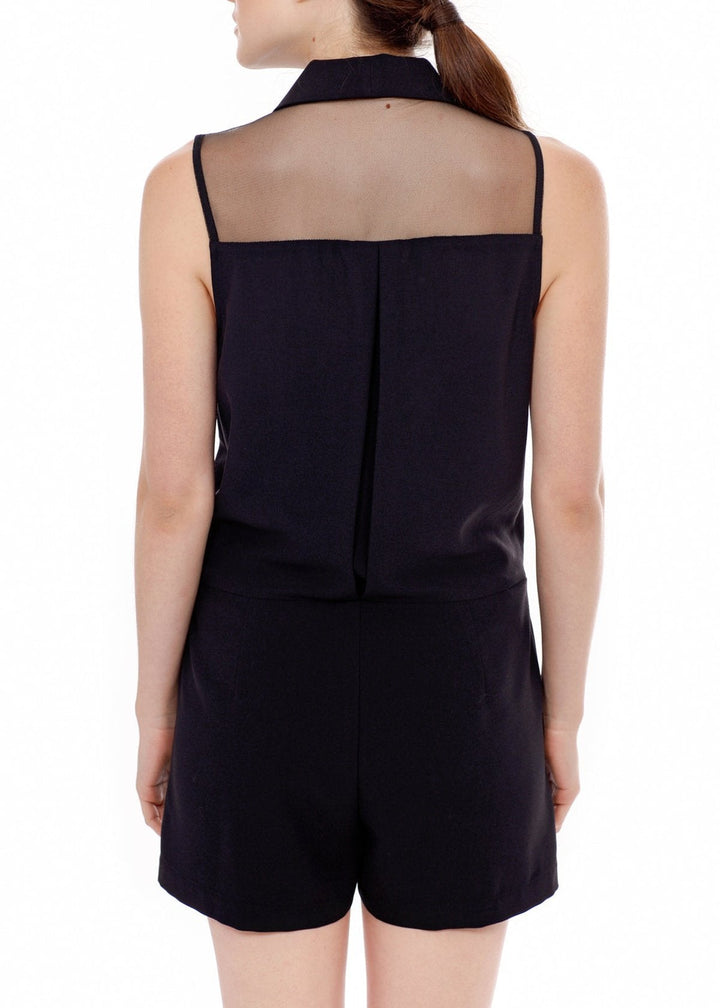 V-Neck Sleeveless Romper In Black by Shop at Konus