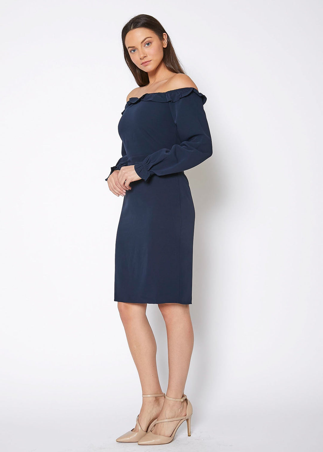 Women's Off Shoulder Bodycon Dress In Navy