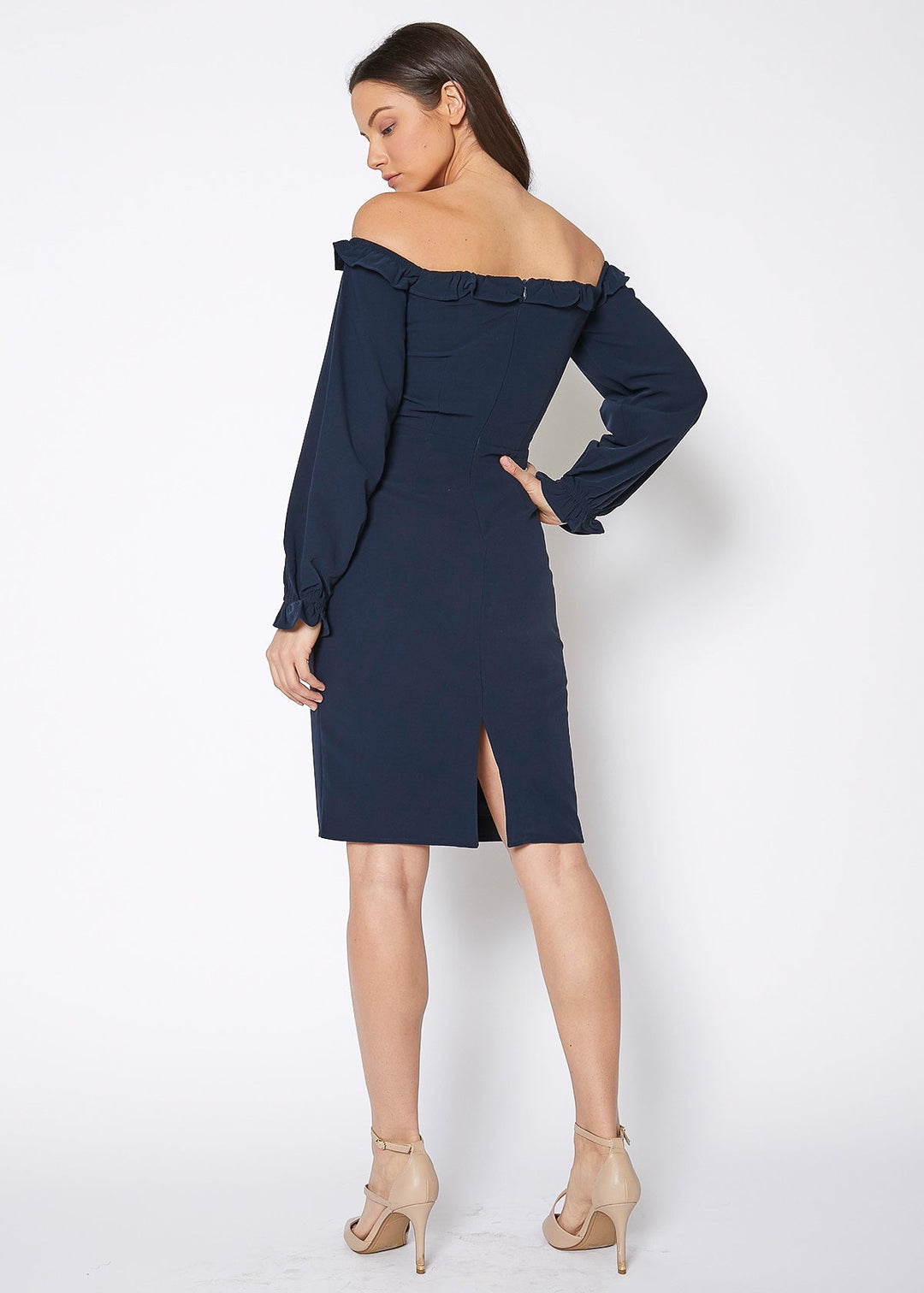 Women's Off Shoulder Bodycon Dress In Navy