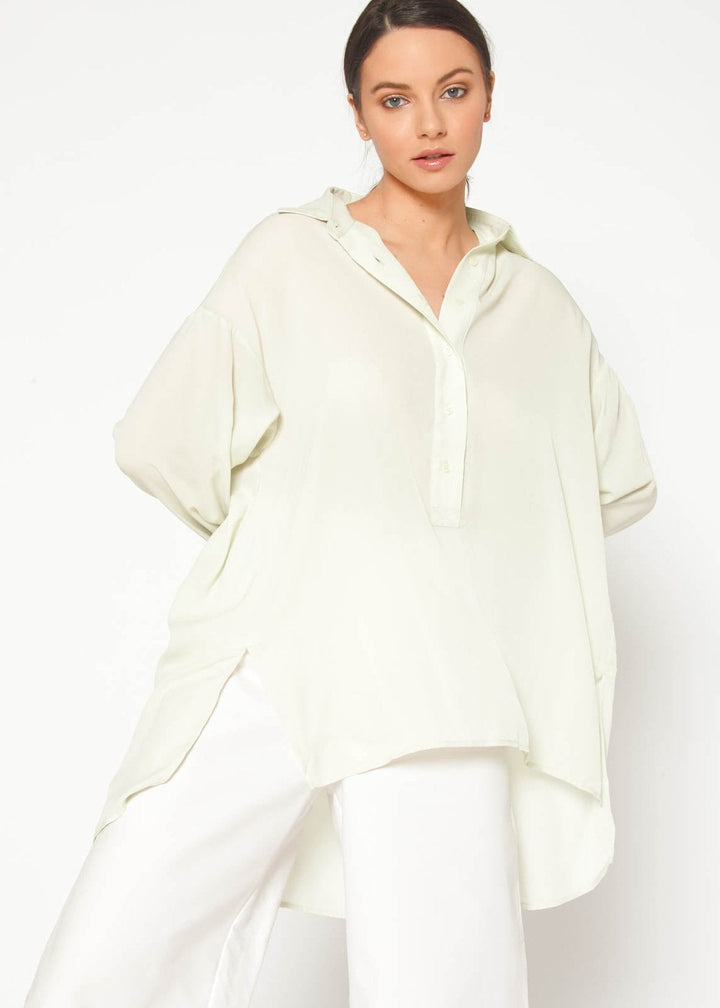 Women's Hi Lo Button Up Shirt Blouse by Shop at Konus