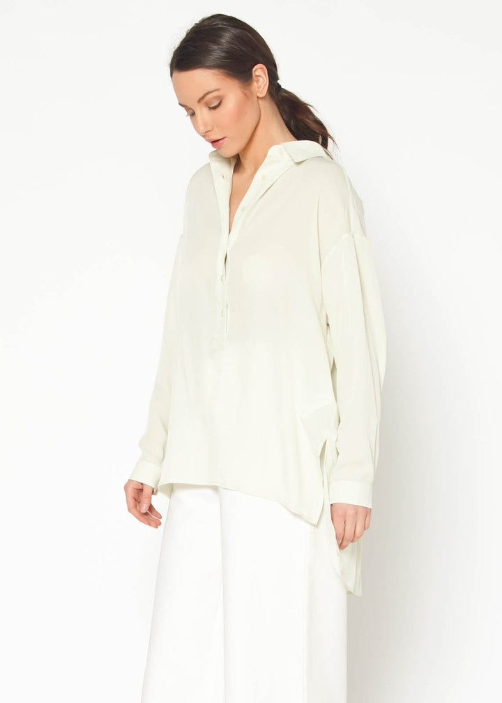 Women's Hi Lo Button Up Shirt Blouse by Shop at Konus