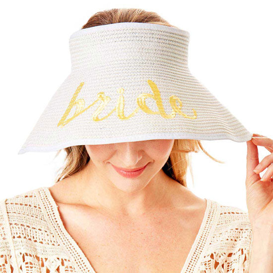 Bride Message Roll Up Foldable Visor Sun Hat by Madeline Love