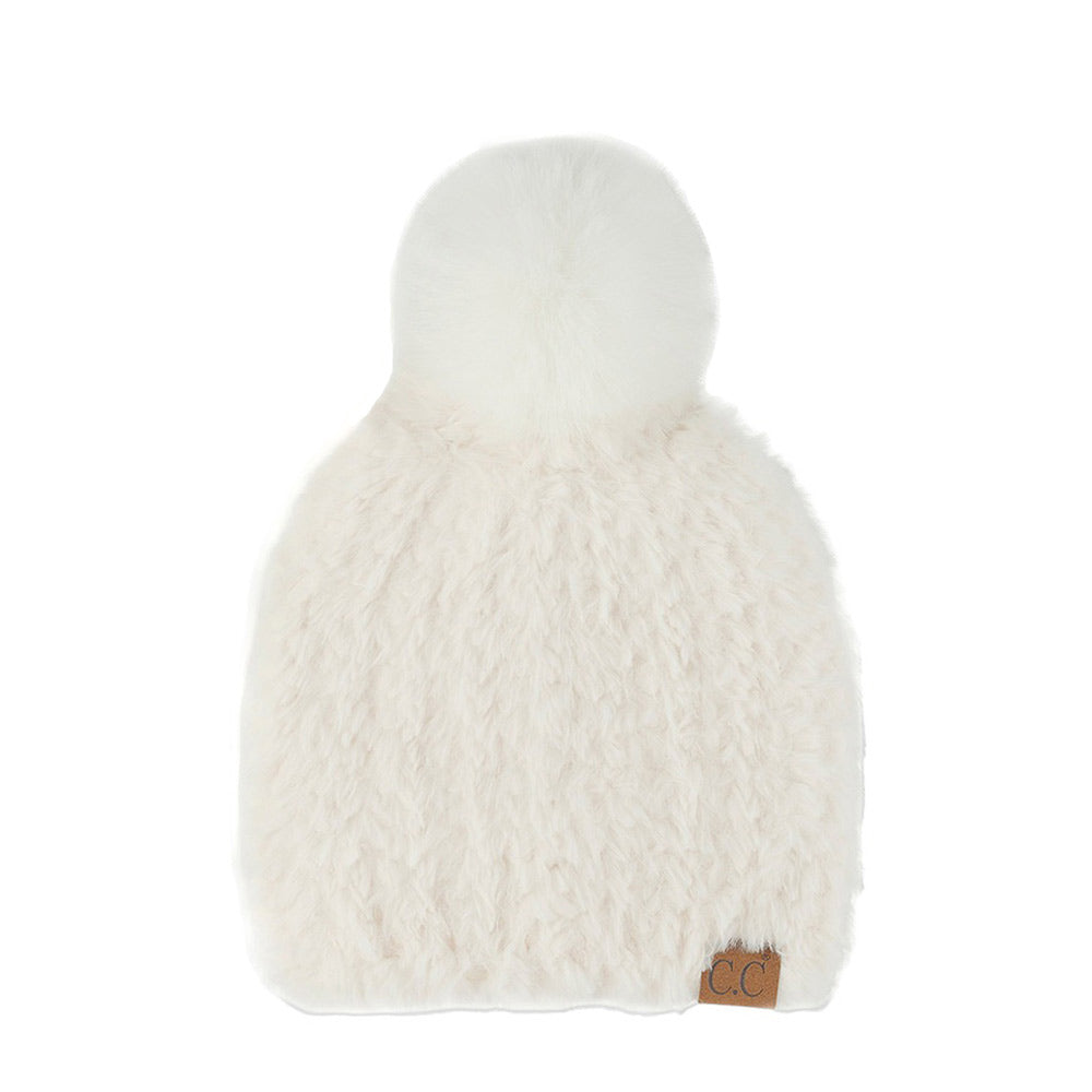 C.C Faux Fur Pom Beanie by Madeline Love