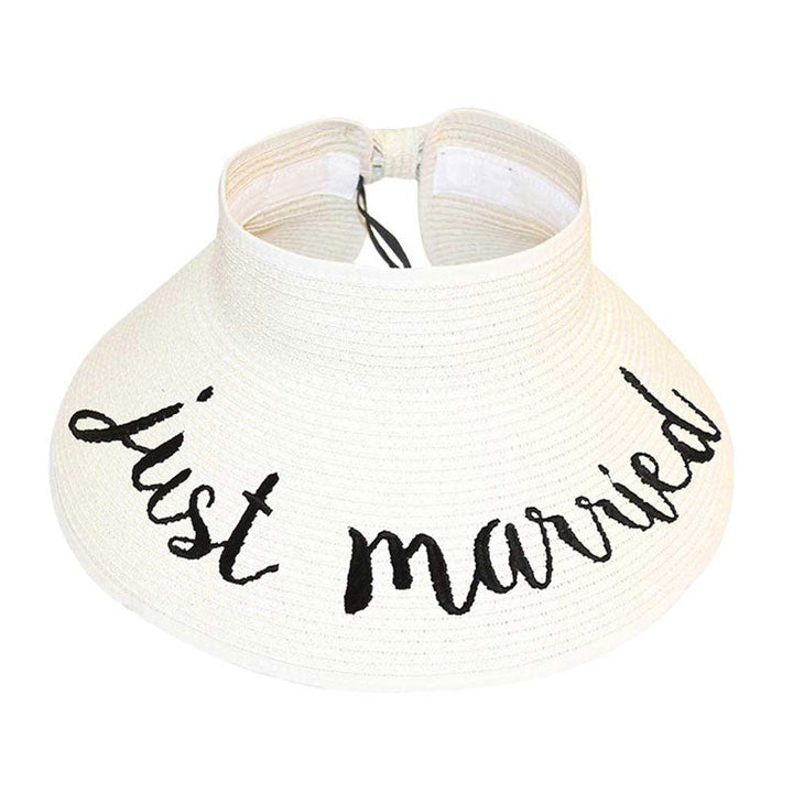 Just Married Message Roll Up Foldable Visor Sun Hat by Madeline Love