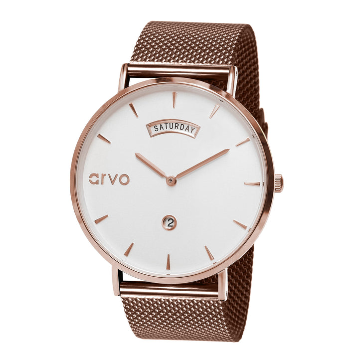 Arvo Awristacrat Watch - Rose - Rose Mesh Band by Arvo