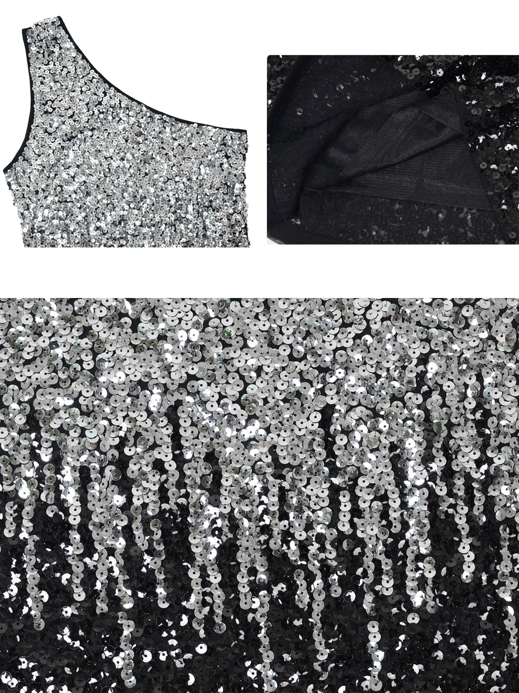 One Shoulder Sequin Mini Dress by Anna-Kaci