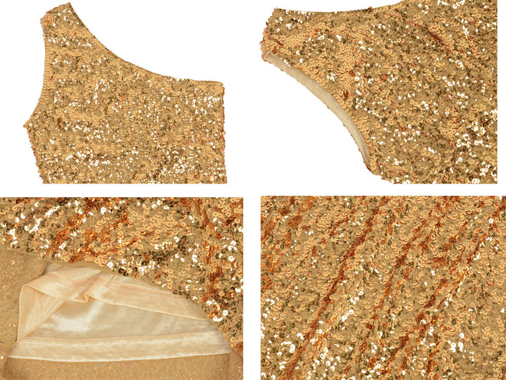 One Shoulder Sequin Mini Dress by Anna-Kaci