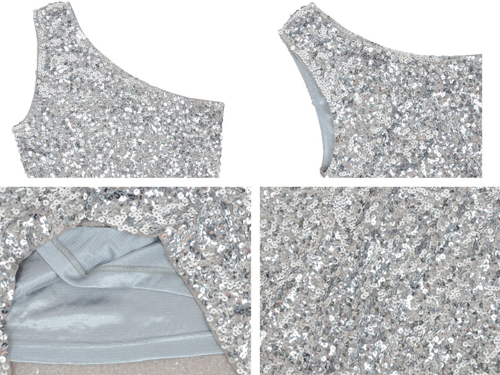 One Shoulder Sequin Mini Dress by Anna-Kaci