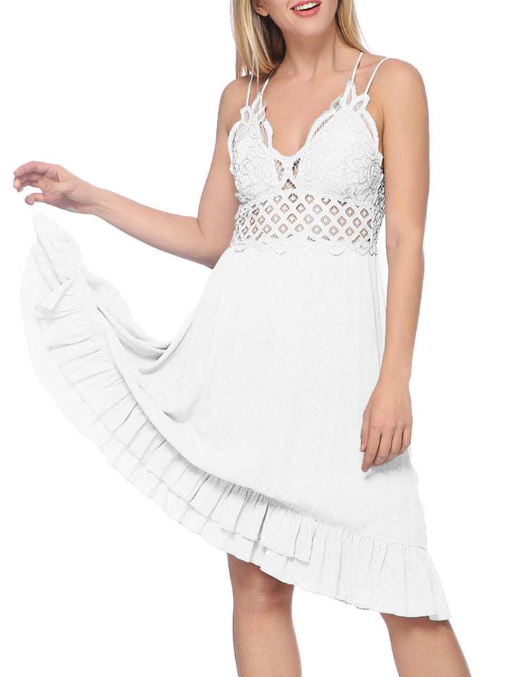 Lace Ruffle Slip Dress