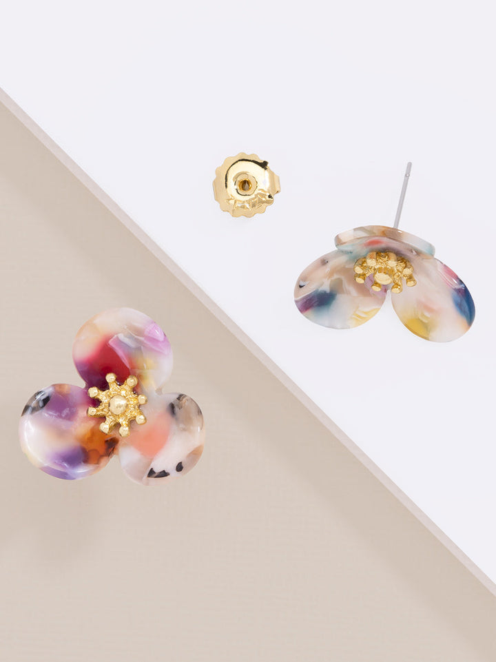 Tortoise Lotus Stud Earring by ZENZII