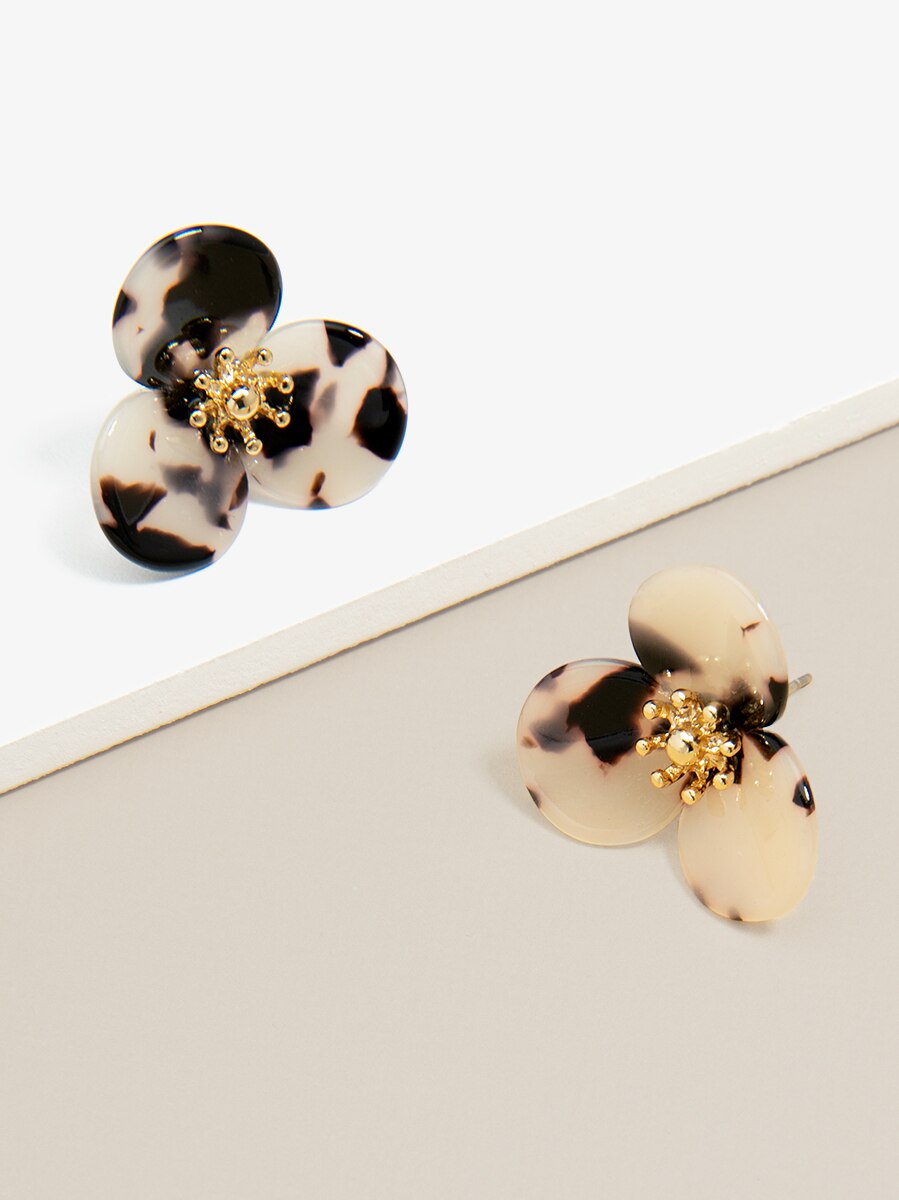 Tortoise Lotus Stud Earring by ZENZII