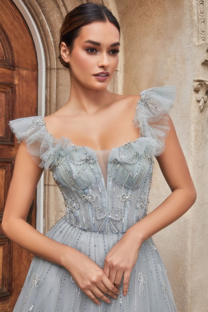 Charlotte Off Shoulder Sequin Luxury Detailed Corset Adjustable Fit Long Ball Dress CDA1092