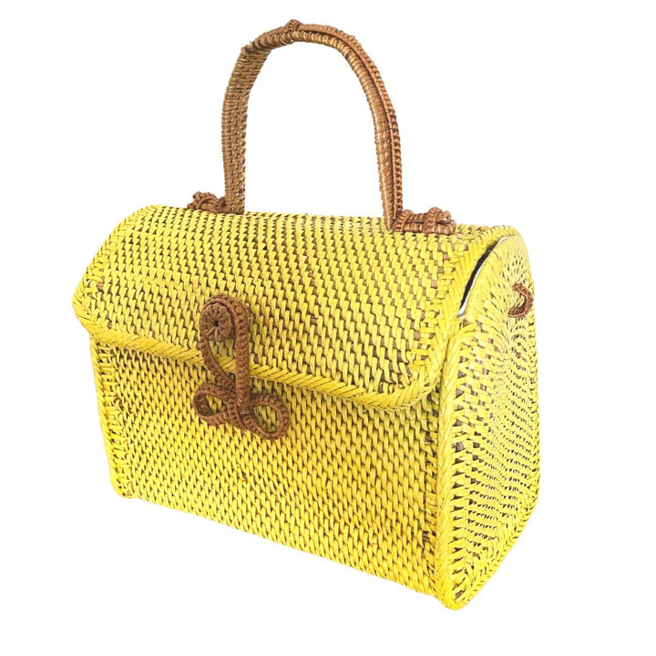 ALICE RATTAN HANDBAG IN YELLOW by POPPY + SAGE