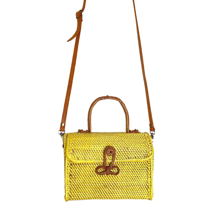 ALICE RATTAN HANDBAG IN YELLOW by POPPY + SAGE