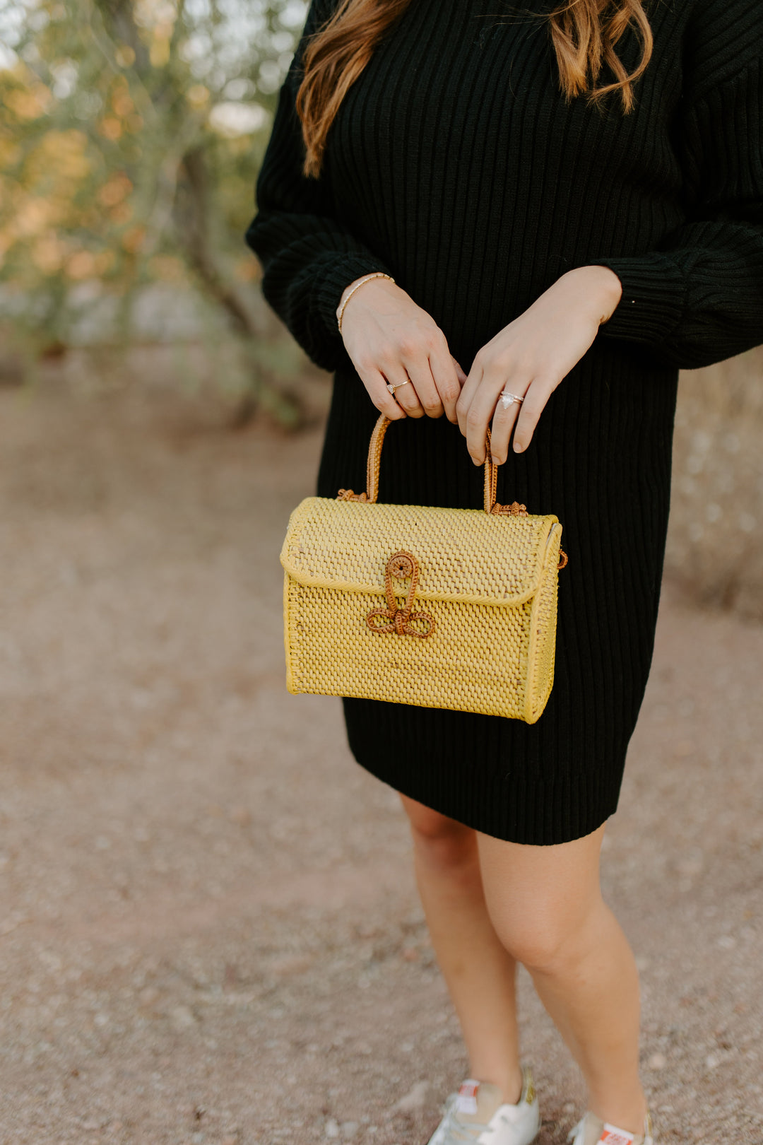 ALICE RATTAN HANDBAG IN YELLOW by POPPY + SAGE