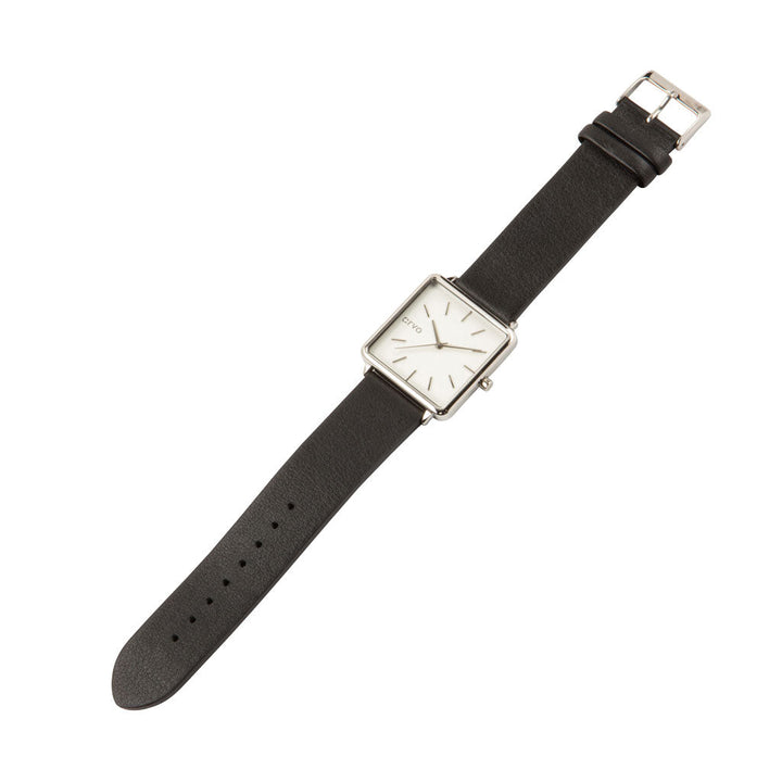 Arvo Time Squared Watch - Silver - Black Leather by Arvo