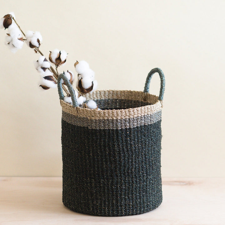 Black Floor Basket with Handle - Storage Baskets | LIKHÂ by LIKHÂ